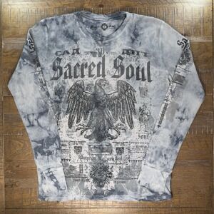 Vintage Y2K Sacred Soul Thermal Long Sleeve Shirt Size LARGE Affliction Style